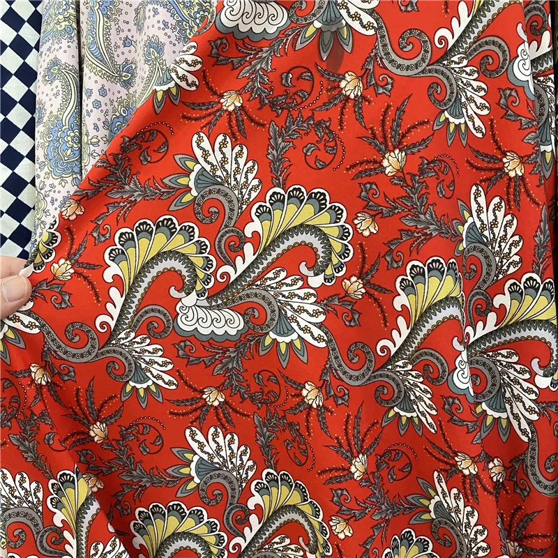 Шифоновая ткань с принтом рубашка для платья цветок кешью головной убор стреймер