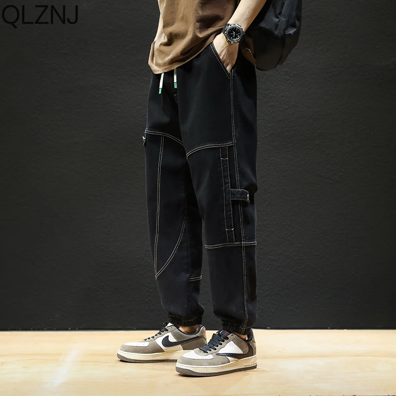 Plus Size Jeans Men Loose Casual Denim Pants Trousers Korean Streetwear Y2k Baggy Harem Jeans Cargo Pants Stretched Joggers 8XL