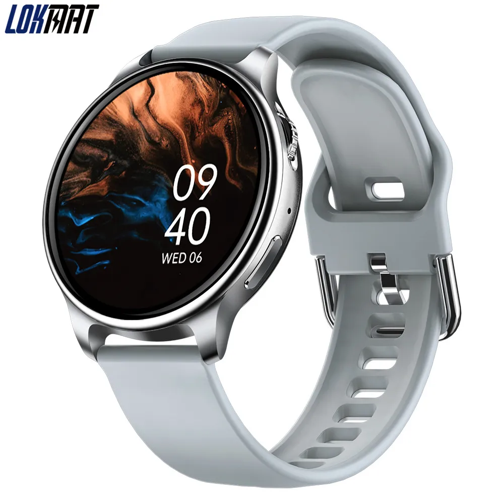 

LOKMAT Bluetooth Men Women Smart Watch for Android iOS Calls Rotate Button Round Touch Screen Dial Smartwatch Heart Rate Monitor