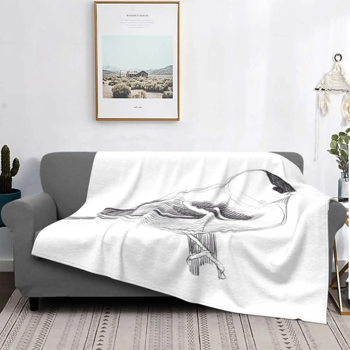

Manta con dibujo de pájaro en árbol, colcha a cuadros para cama, colcha con capucha, 150