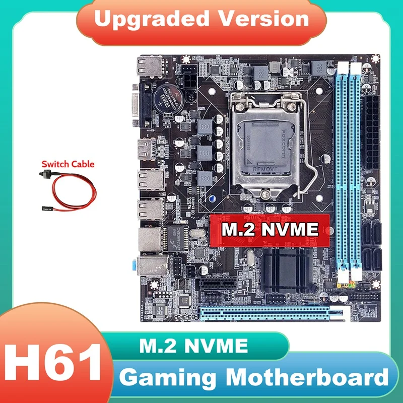

H61 Motherboard+Switch Cable LGA1155 M.2 NVME DDR3 PCIE 16X For Home Office For PUBG CF LOL Gaming Motherboard