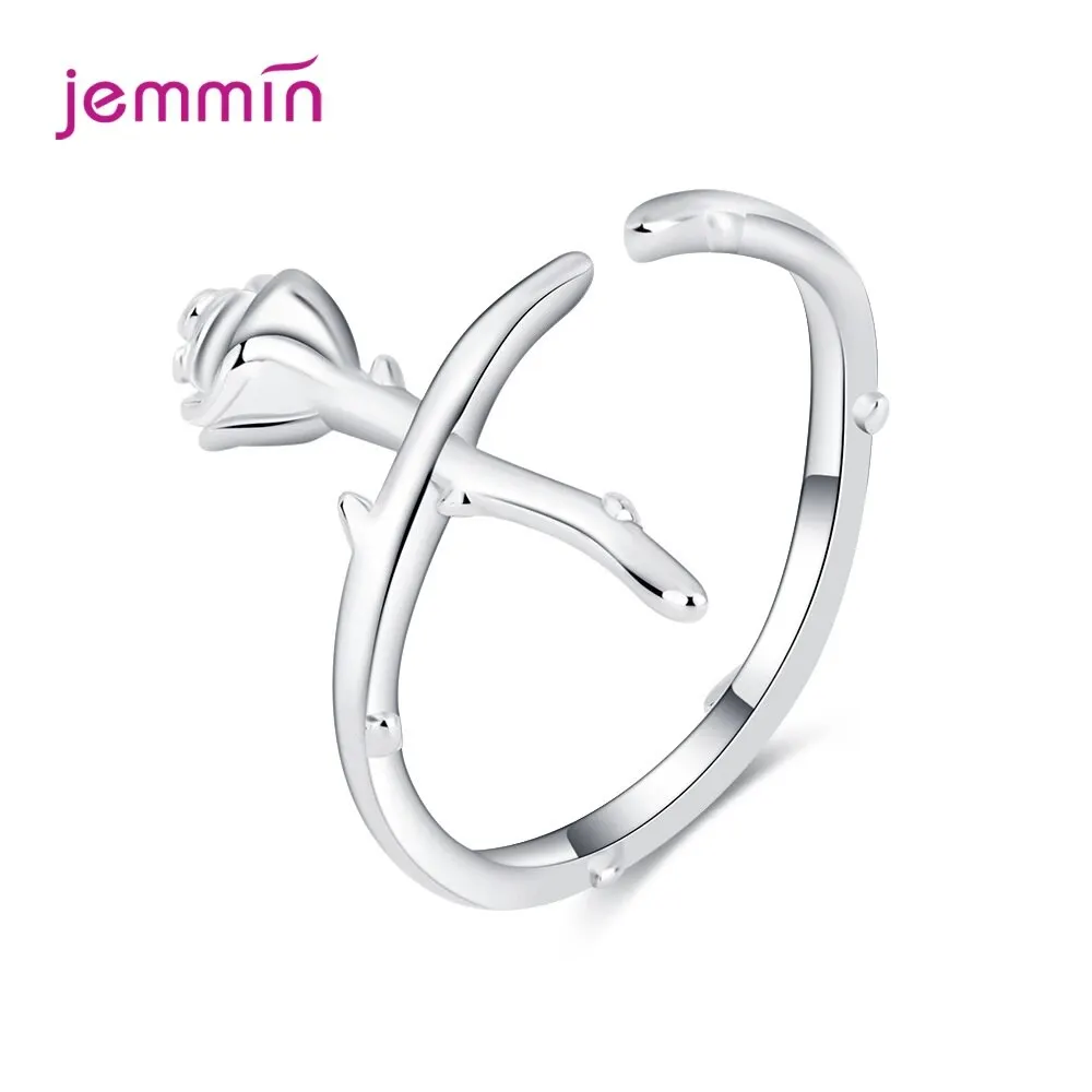 

925 Sterling Silver Adjustable Engagement Rings For Women Retro Flower Design Valentines Day Gift Fashion Jewelry Wholesale