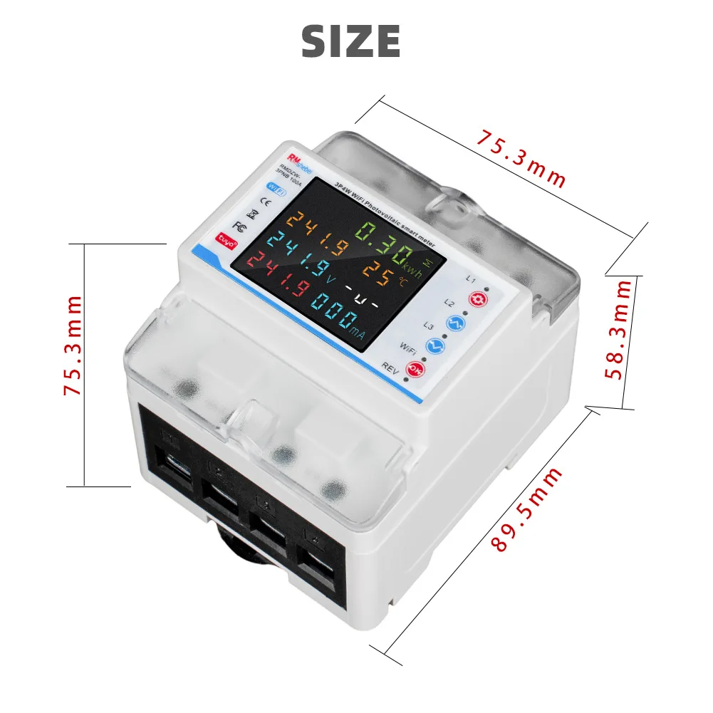 Умный автоматический выключатель с Wi-Fi Tuya 3-фазный 4-проводной детектор