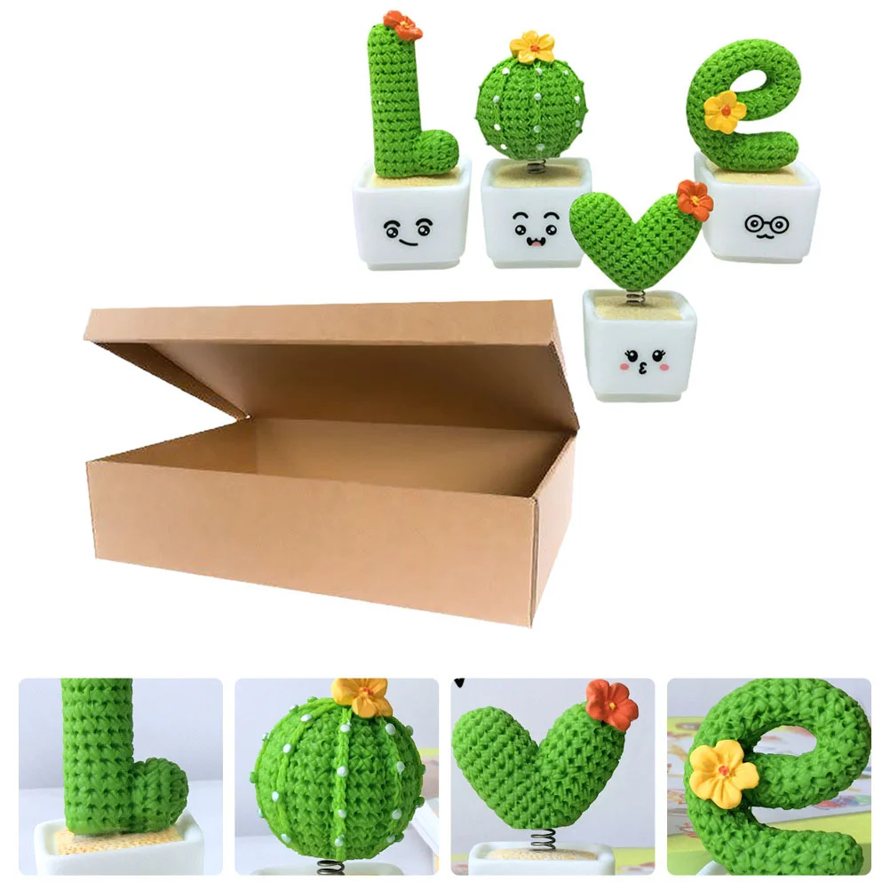 

4 Pcs Ceramic Outdoor Planters Shaking Head Figures Cactus Figurines Fake Succulent Valentine Gift Car Dashboard Ornament