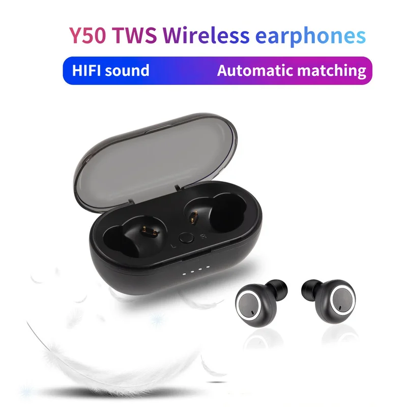 

Y50 TWS Bluetooth Earphone Wireless Headphone Stereo Headset Sport Earbuds Microphone With Charging Box For Smartphone