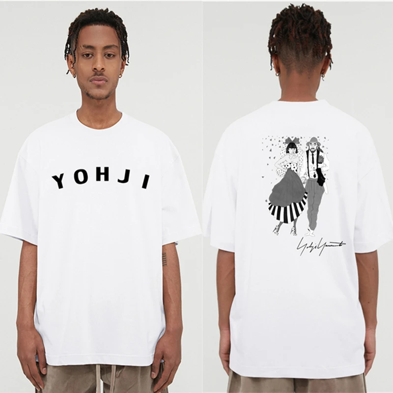 

Y-3 Yohji Yamamoto 2023 Summer Men's T-shirt Wedding Sketch Signature Print Y3 Casual Cotton Short Sleeve Tees For Men and Women