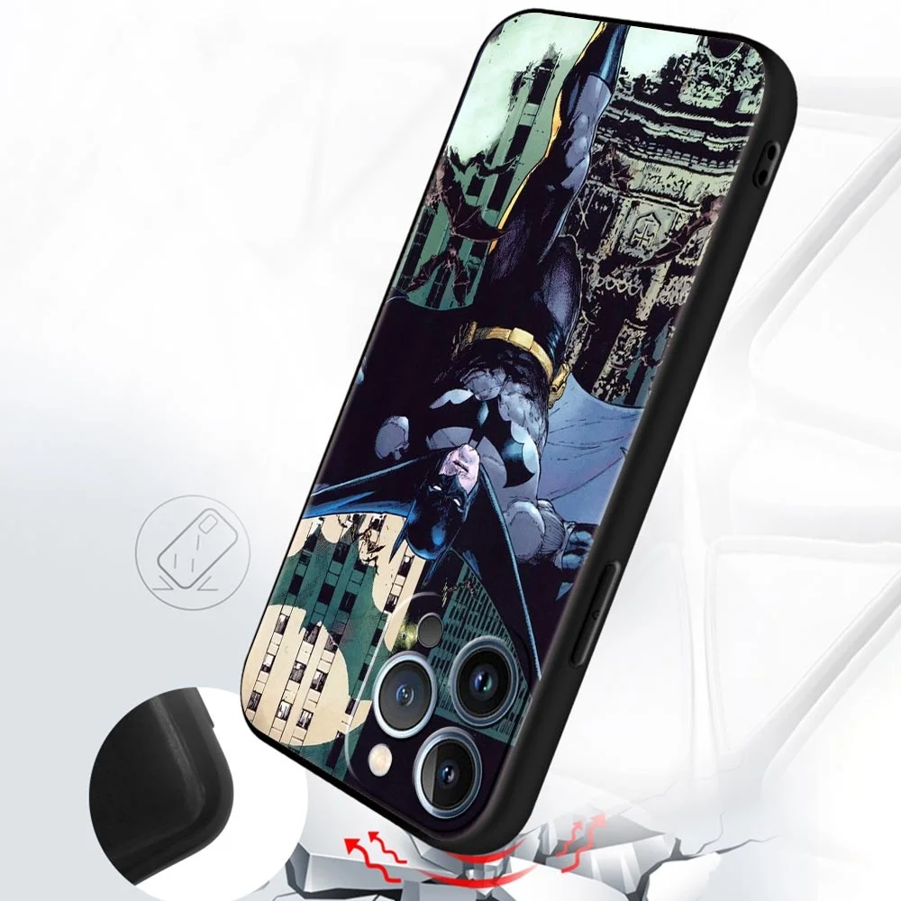 Чехол с рисунком из мультфильма Бэтмен черная и мягкая для iPhone 11 13 12 Pro Max 7 8 XR Mini X SE
