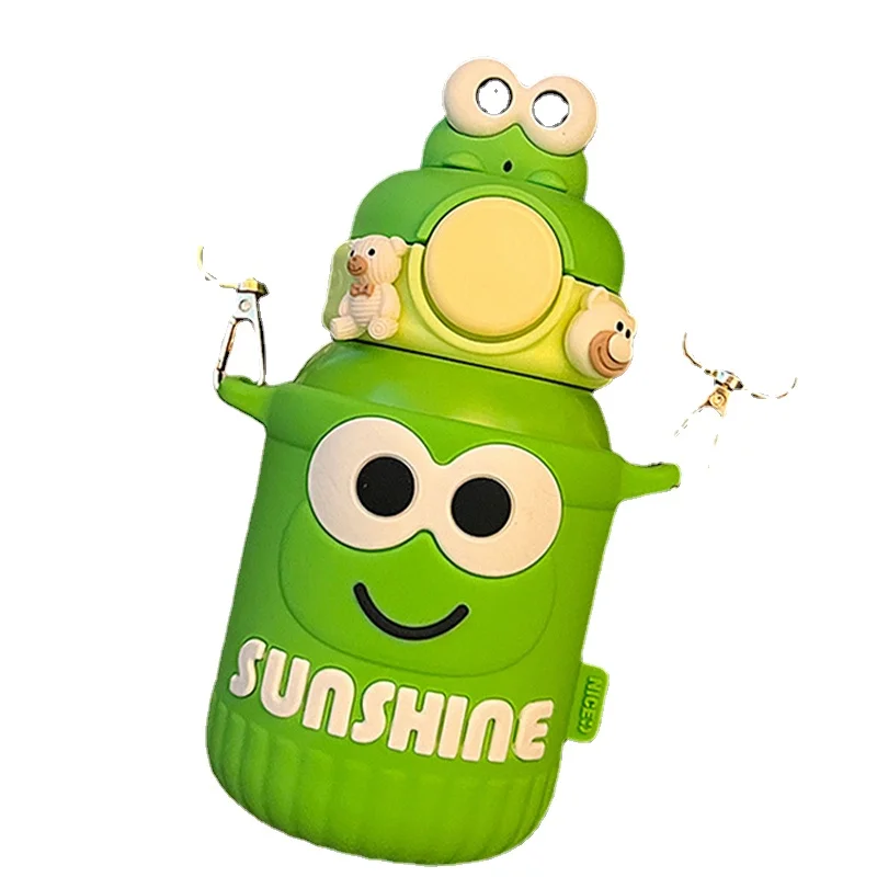 

550ml Cute Children Kettle Stainless Steel Creative Straw Thermos Cup Cartoon Thermos Cup Outdoor Portable Sports Water Bottle