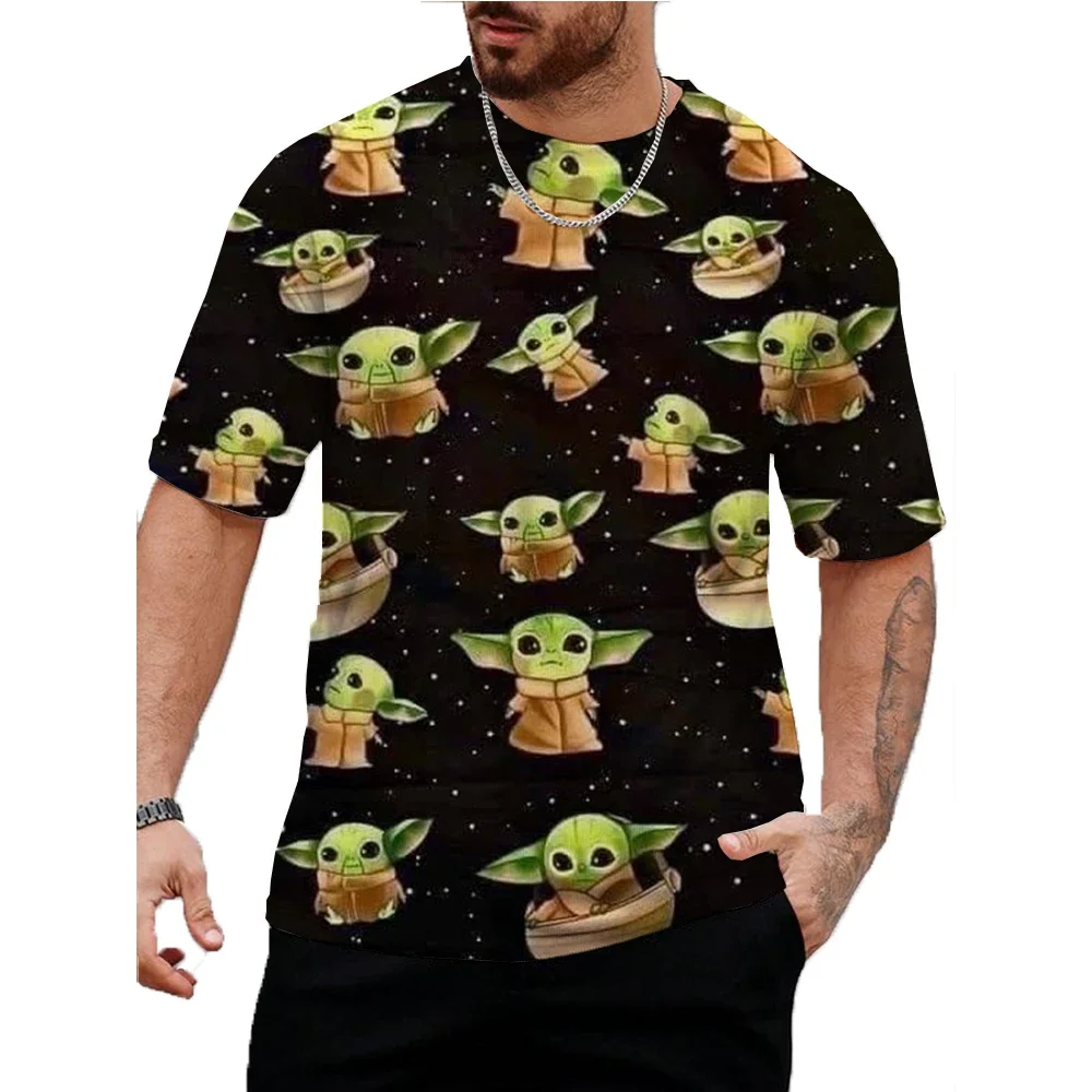 Футболка мужская с коротким рукавом свободная рубашка принтом Marvel Yoda топ для