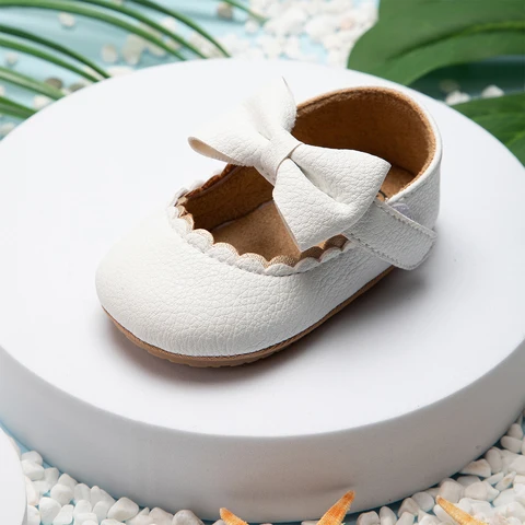 Mectior Bebek Kız Ayakkabı Deri Kauçuk Sole Anti-Slip Toddler İlk Yürüteçler Bebek Keşili Ayakkabılar Yenidoğan Kız Yeni Bebek Ayakkabıları