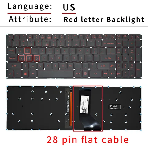 Клавиатура для ноутбука Acer AN515-51/52/53/31/41 с русской подсветкой