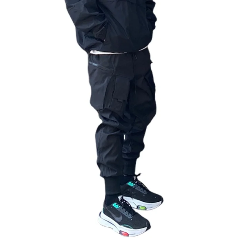 Шаровары мужские с карманами повседневные брюки эластичным поясом уличная