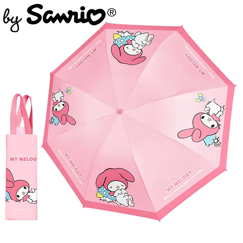 

New Sanrio My Melody Umbrella Parasol Manual Folding Sunny Rainy Anti-UV Dual Use Anime Kawaii Cute Summer Travel Portable Girls