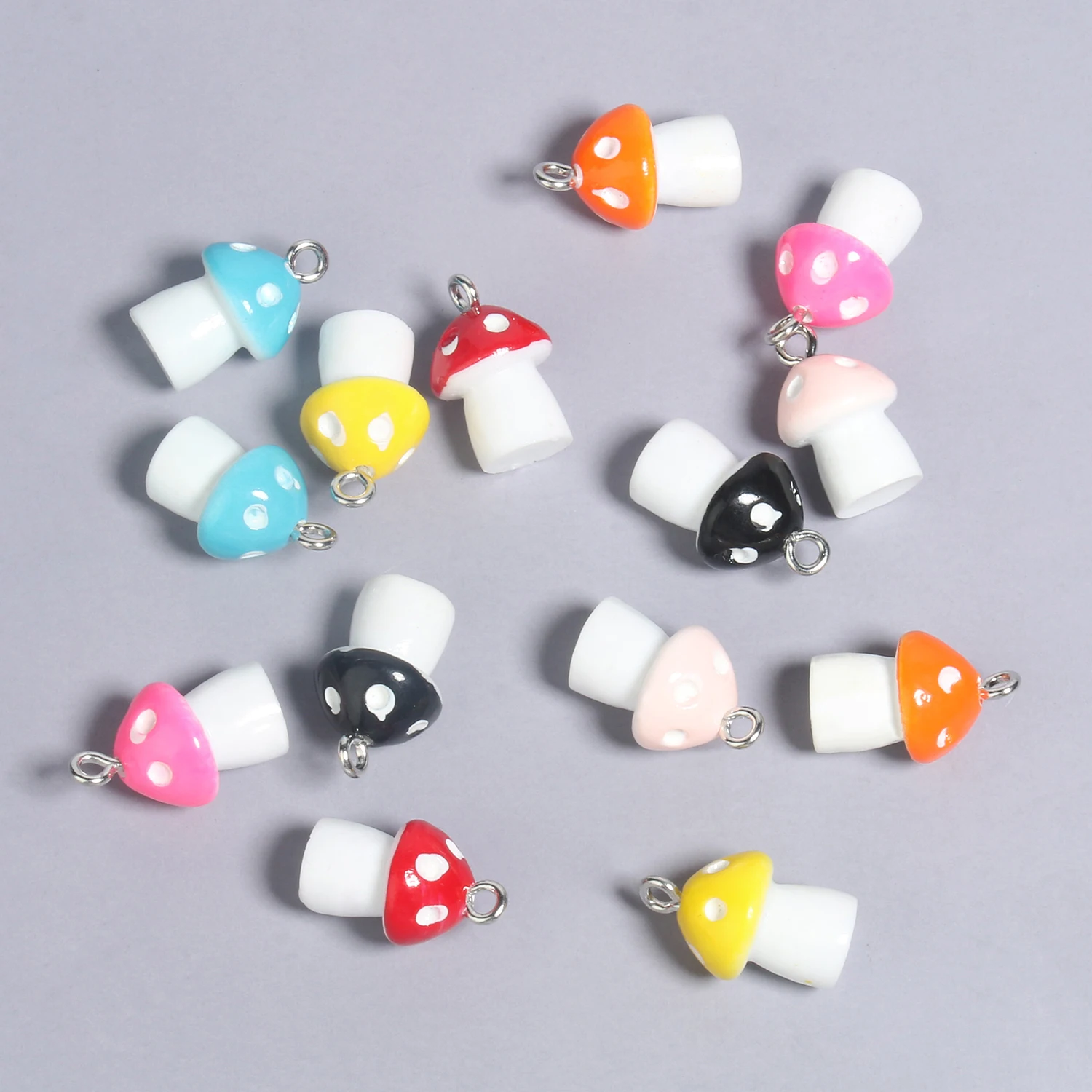 

10pcs Mixed Color Mushroom Shape Charms Pendant Beads Cute Cherry Pendants for Jewelry Earrings Necklace Making DIY Handmade
