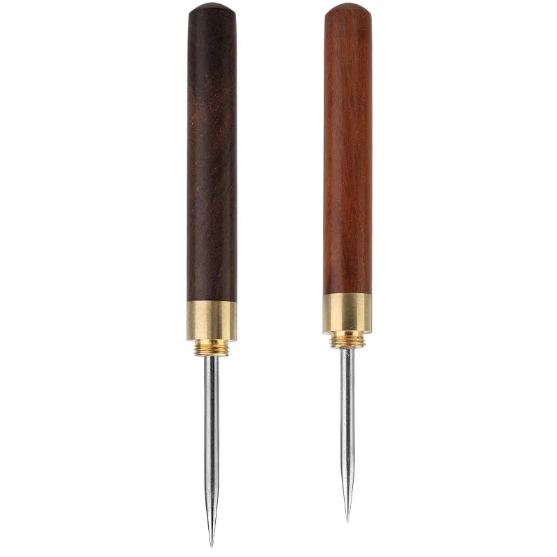 

LMDZ Rosewood Handel Leather Sewing Awl Leather Hole Punch Stitching Tool Handmade Tent Shoes Repairing Sewing Tool