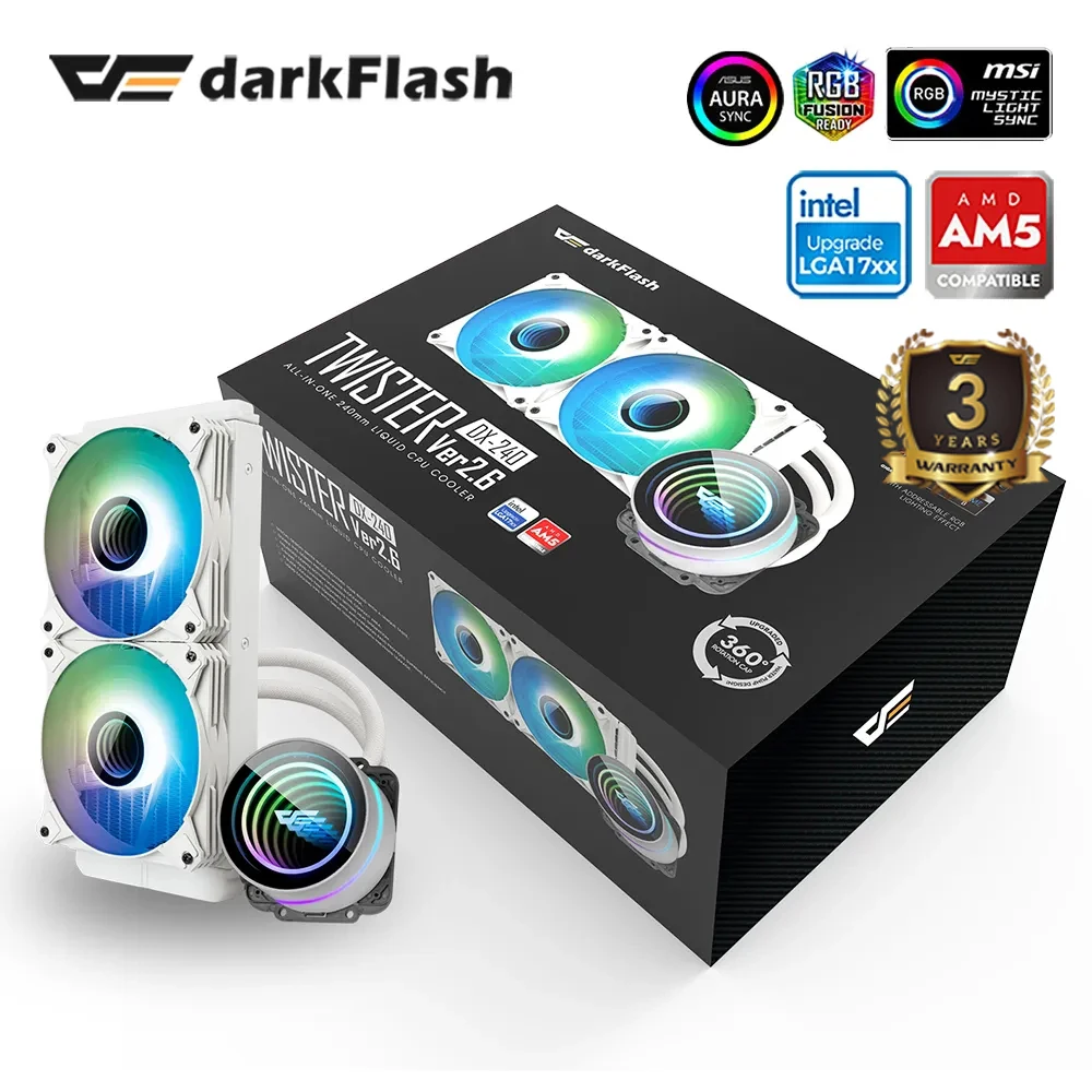 Darkflash 240, жидкий кулер для процессора Infinity Space, 4-контактный Pwm 3-контактный 5В Auru Sync для Intel и Amd