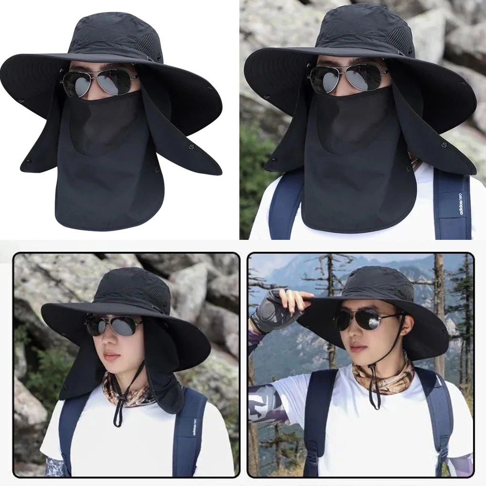 

Summer Quick-drying Boonie Men Women Hat Outdoor Face Mask Wide Brim Boonie Sun Hat Protection Wide Brim Cap for Fishing Hunting