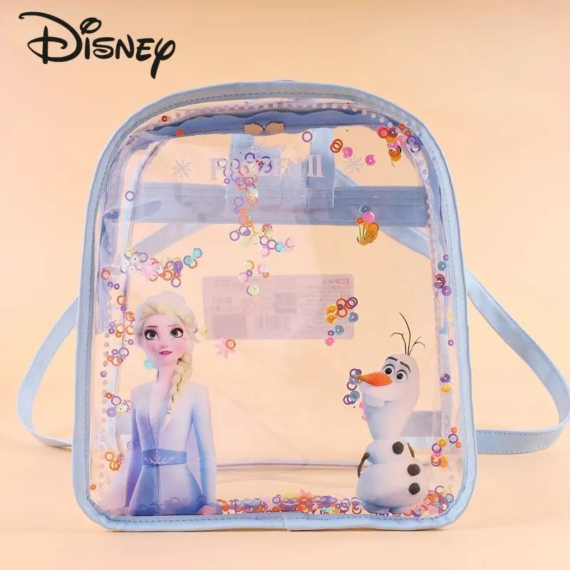 

Disney Ice and Snow Princess Backpack High Quality Fashion Transparent Backpack Cartoon Large Capacity Baby Outgoing Backpack