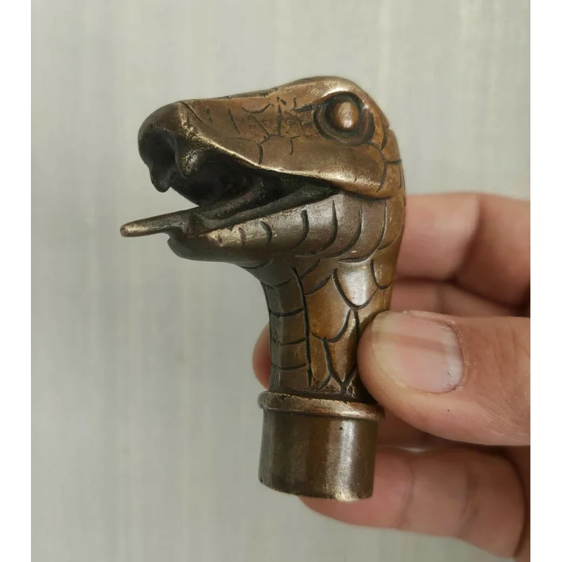 

Victorian Old Bronze Cane Hand Carved snake statue Walking Stick Head