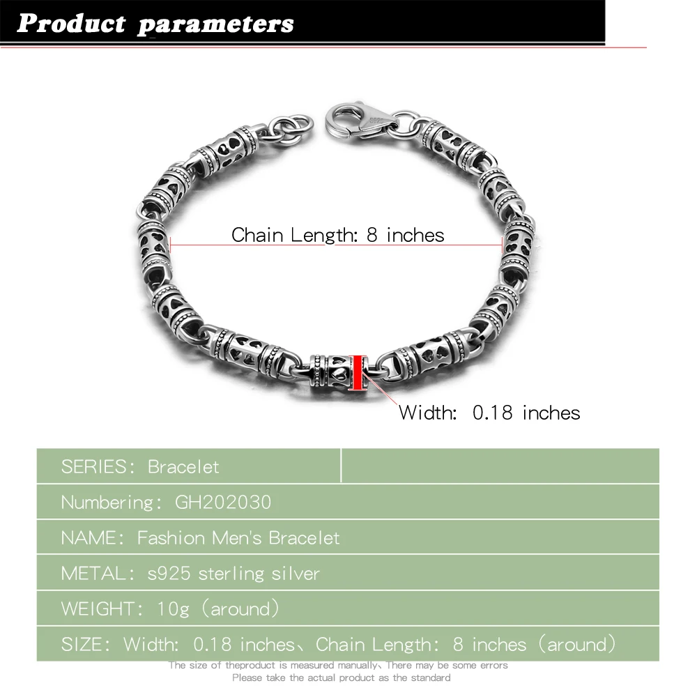 Браслет унисекс из тайского серебра 925 пробы мм 20 см | Украшения и аксессуары