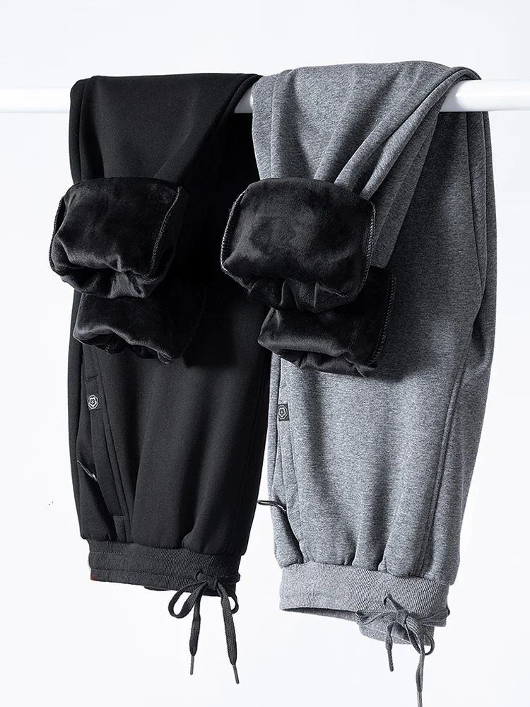 

Winter Tick Warm Fleece Men's Joers Sweatpants Plus Size Zip Pockets Lon Cotton Track Pant Casual Termal Trousers 8XL