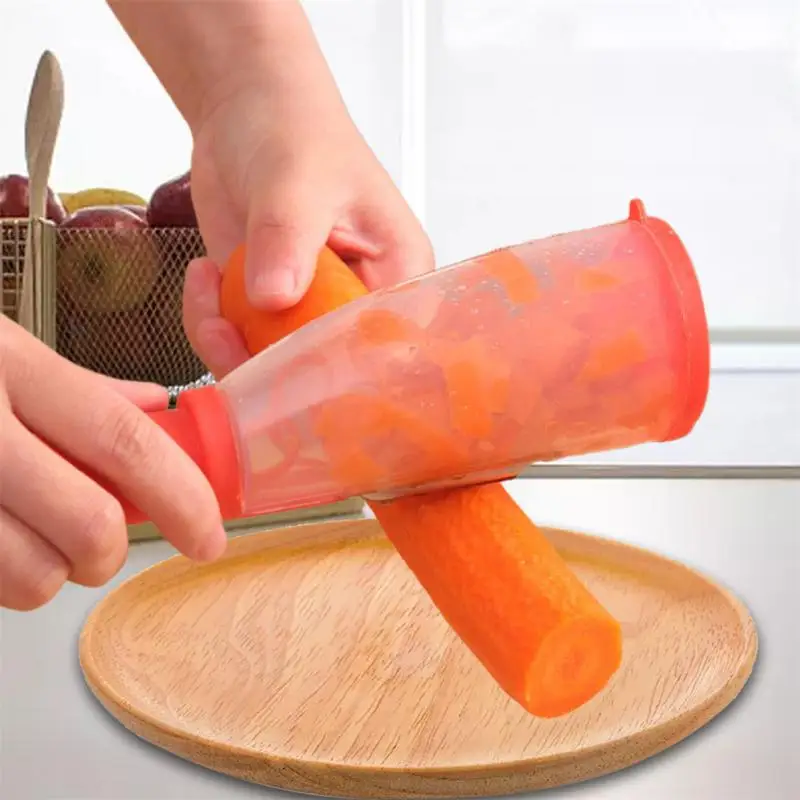 

Fruit Vegetable Peeling Knife with Storage Tube Multifunctional Carrot Potato Scraper Splash-proof Peeler Household Kitchen Tool