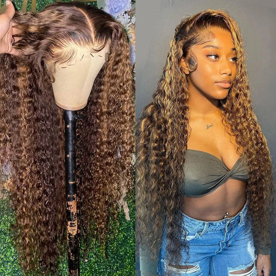 

Highlight Wig Human Hair Hd 13x4 Lace Deep Wave Frontal Wig Water Wave Lace Front Wigs For Women 32 30 Inch Curly Human Hair Wig