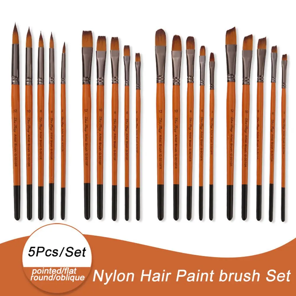 

5 Pcs/Set Oil Paint Brush Nylon Hair Acrylic Paints Painting Brush DIY Watercolor Paint Brush For Artists Painters Beginners