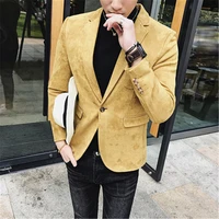 mens blazer pu suede coats long sleeve jacket male luxury blazer stage casual slim designer prom dresses christmas party 2022