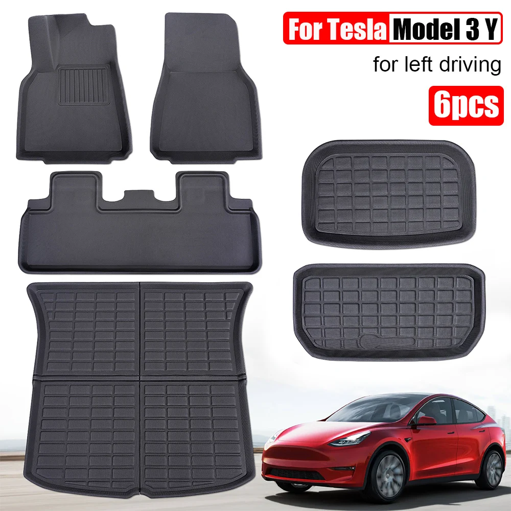 

Car Foot Mats Floor Pad Front Rear Trunk Covers XPE Protector Anti-slip Interior Auto Accessories For Tesla Model 3 Y 2021-2022