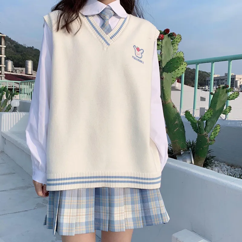 SHX осень-весна, японский мягкий жилет с вышивкой JK для девушек, студенческий Британский свитер, вязаный жилет, принцесса, Чайная Вечеринка