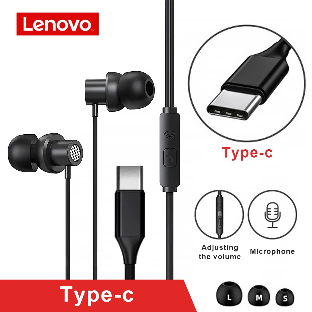 

Original Lenovo TW13 Wired Earphone Headphones with Mic Noise Canceling In-Ear Headset 3.5mm Jack/ Type-C Earphones Earbuds