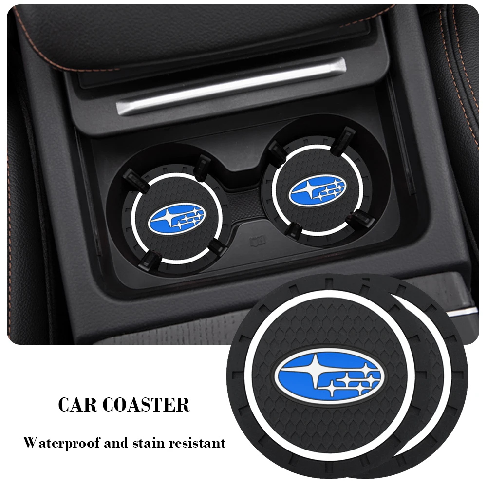 

2pcs Non-slip Car Water Cup Pad Coaster Rubber Mat Bottle Holder Interior Anti-skid Cup Holder For Subaru Impreza Forester XV BR