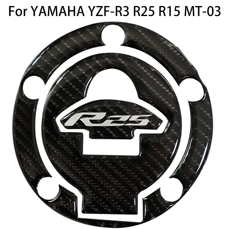 For YAMAHA YZF-R3 R25 R15 MT-03 3D Carbon Fiber Motorcycle Fuel Tank Cover Sticker Decal Gas Cap Sticker Protector