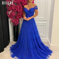 jeheth royal blue off shoulder tulle prom dress for women sexy sweetheart a line backless formal evening gown robes de soir%c3%a9e