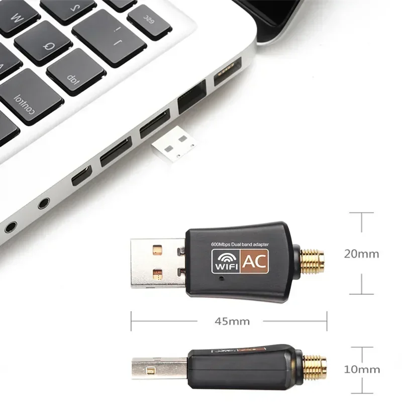 Двухдиапазонный USB Wi-Fi адаптер 600 Мбит/с AC600 2 4 ГГц 5 с антенной ПК Мини компьютер