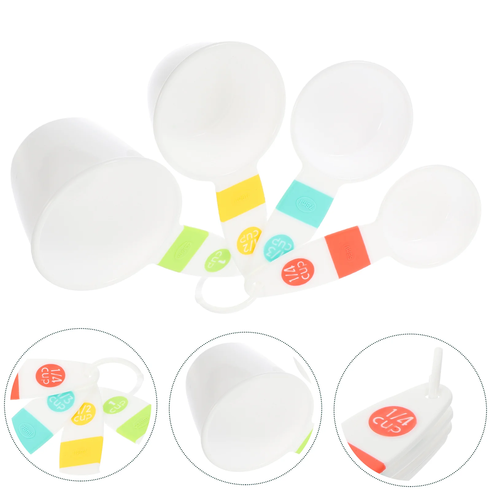 

4Pcs Practical Measure Cups Household Measuring Cups Anti-slip Measure Cups Measure Cups with Scale for Baking Cook Kitchen Home