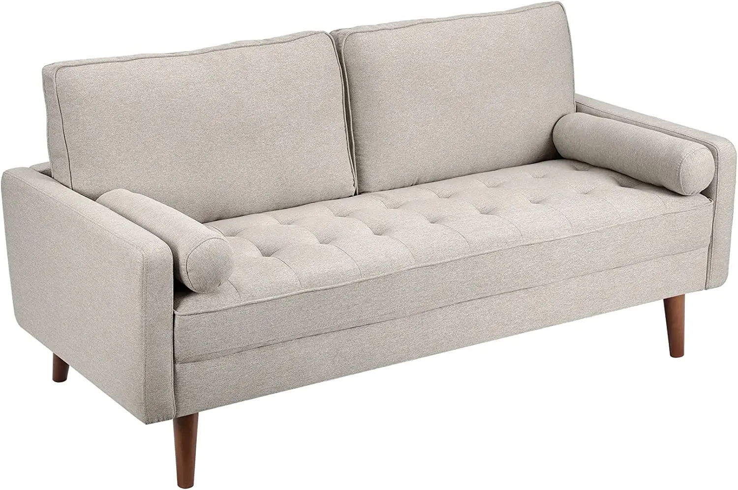 

Anx Beige Small Couches 68 inch Fabric Loveseat Sofa 2 Seater Couch for Small Space Button Tufted Seat Cushion Square Armrest