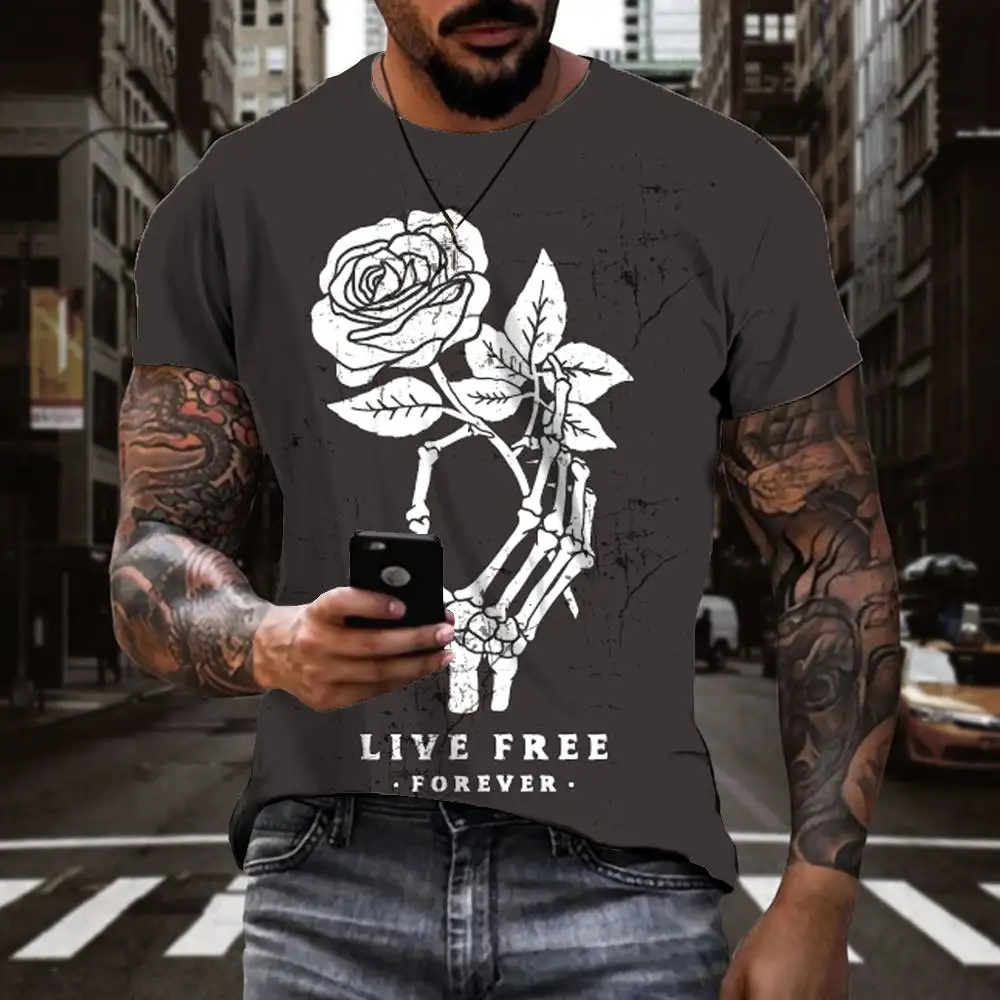 

3d футболка, футболка с черепом, Мужская футболка с забавным принтом, страшная женская повседневная одежда с цветами, Аниме футболки, 3d футбо...