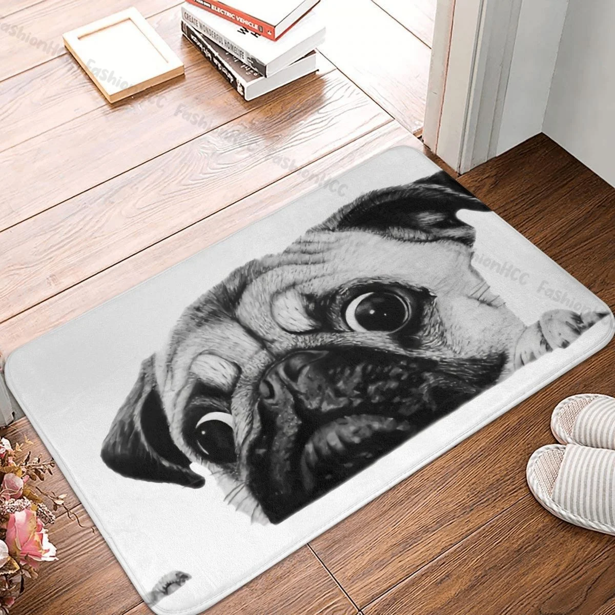 

Dog Bathroom Mat Cute Curious Pug Doormat Kitchen Carpet Entrance Door Rug Home Decoration