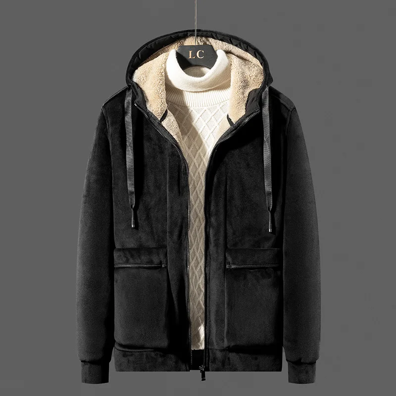 Winter 2023 Fleece Hoodies Sweatshirt Men Casual Slim Thick Warm Zipper Hooded Coat Streetwear Plus Velvet Jacket Men 6XL 8XL