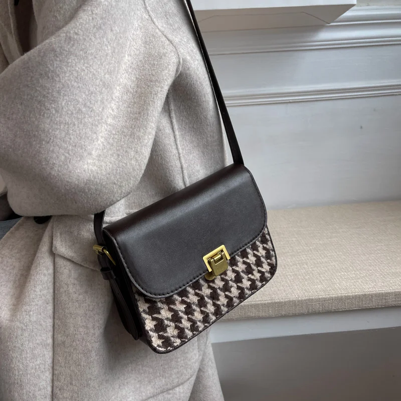 

Fashion thousand bird lattice armpit bag autumn and winter small square bag small bag female messenger bag 2021 new fashion