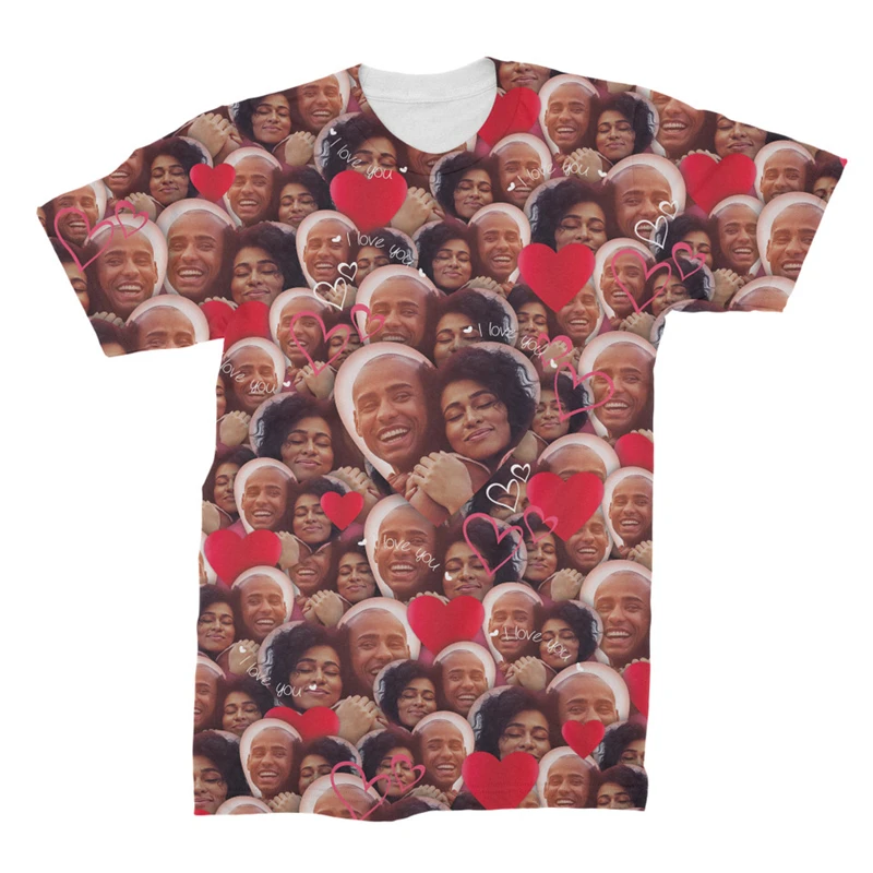 Мужская футболка с принтом сердца и любви на заказ летняя одежда короткими