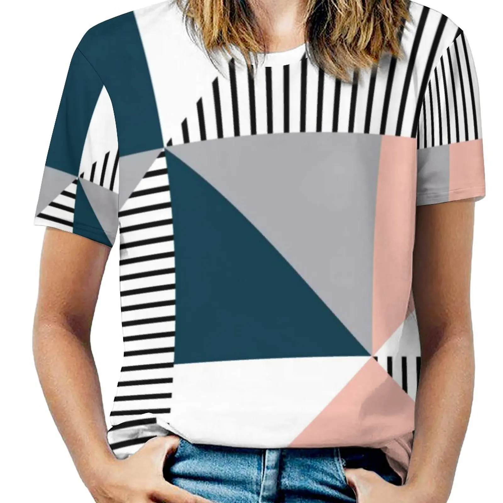 

Nordic Lines T Shirt Abstract Colorful Geometry Modern T Shirts Short-Sleeve Casual Tee Shirt Beach Graphic Top Tees 4XL 5XL 6XL