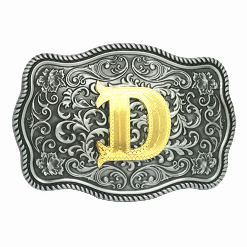 

T-DISOM Western Floral Design Golden Letter D Zinc Alloy Metal 40mm Belt Buckle For Men Dropshipping
