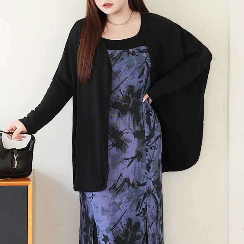 Ленивый стиль кардиган с v-образным вырезом и длинными рукавами женское пальто XL