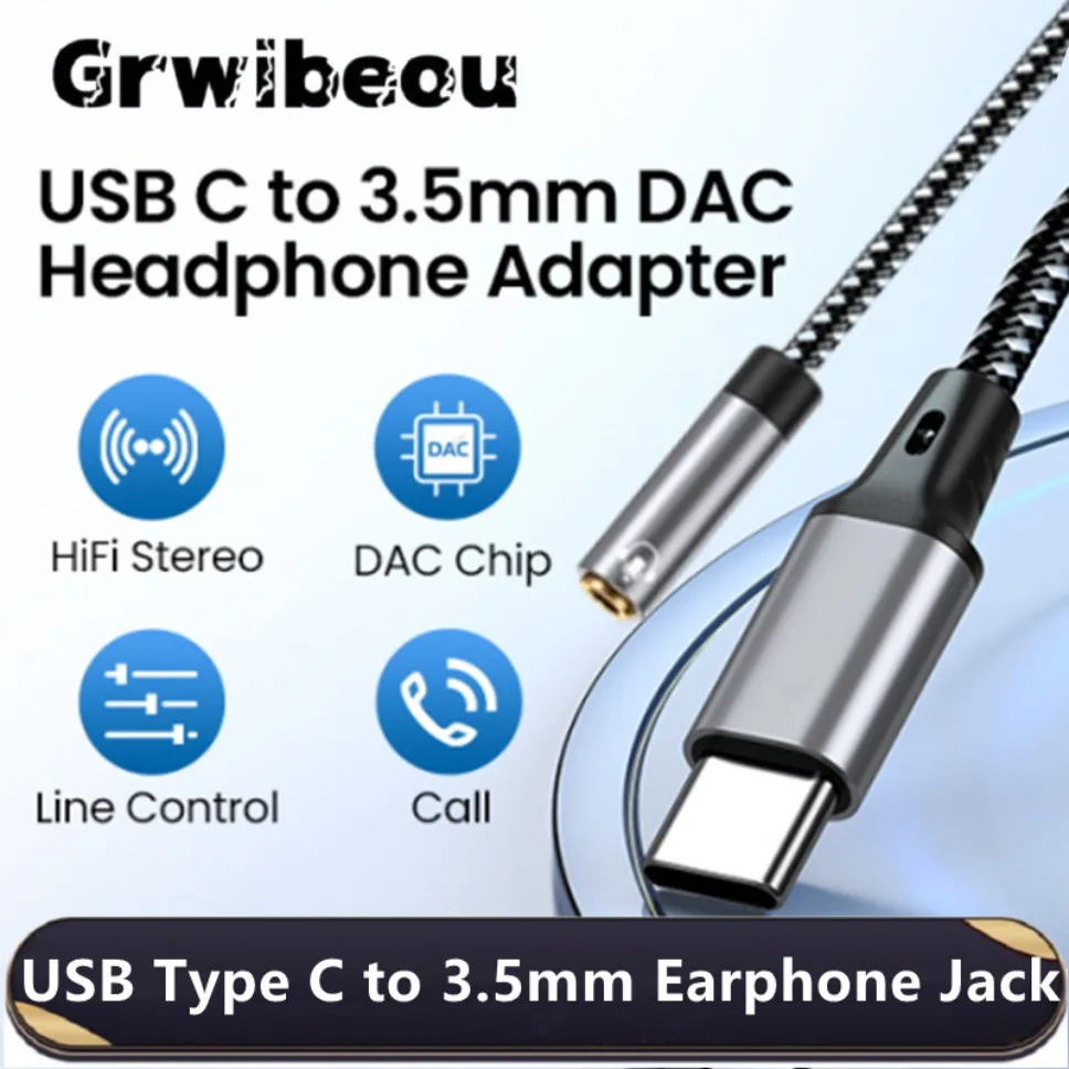 Адаптер Grwibeou с USB C на 3 5 мм Type AUX-разъем