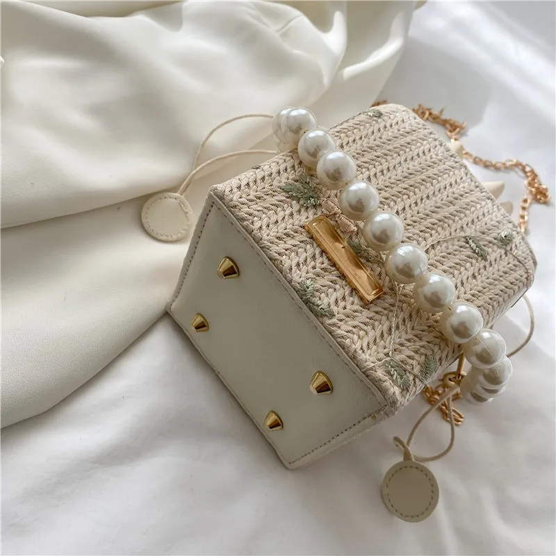 Straw Bags for Women 2022 Summer Hand-Woven Rattan Bag Handmade Woven Purse Beach Bag Bohemia Bali Pearl Handbag bolsos mimbre
