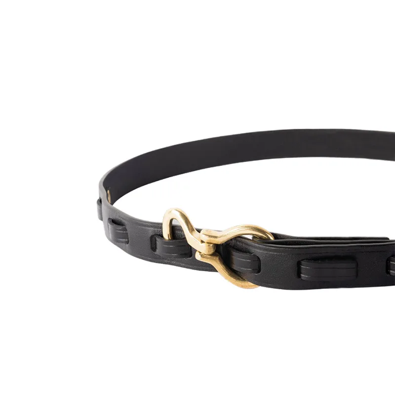 Женский тонкий ремень винтажный кожаный пояс ручной работы Повседневный с