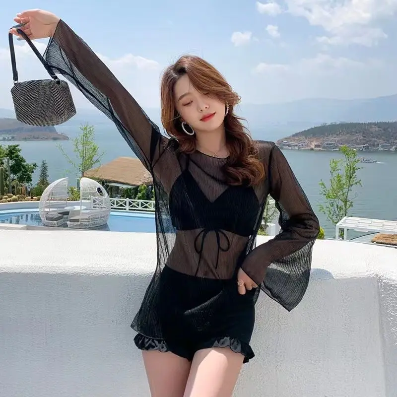 Корейский сексуальный купальник комплект из 3 предметов женские купальники с